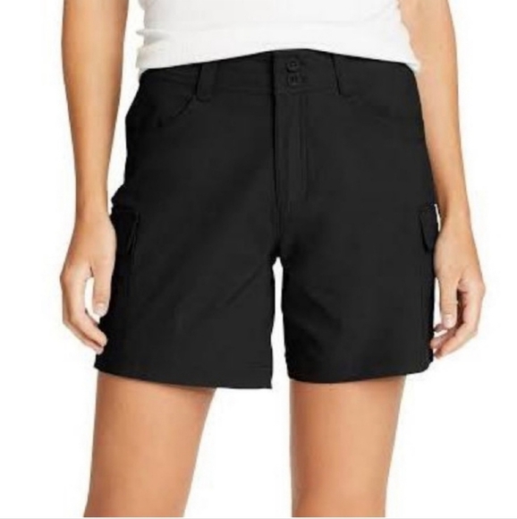 NWT Eddie Bauer Trail Shorts Women's 16 Black Cargo Shorts - Picture 1 of 12